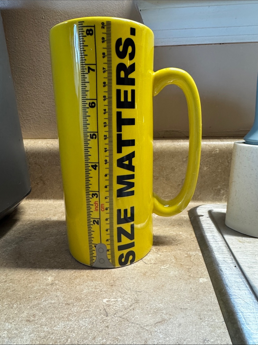 Size Matters  Ceramic Coffee Mug Measuring Tape Design - last pic paint chip